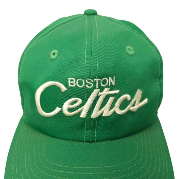 Boston Celtics Script Baseball Cap READ Vtg 90s Snapback Hat Sports Specialties - Picture 10 of 15